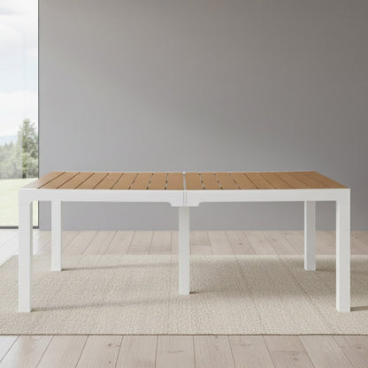 35" White Heavy Duty Plastic Folding Outdoor Dining Table with Umbrella Hole