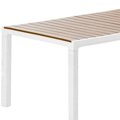 35" White Heavy Duty Plastic Folding Outdoor Dining Table with Umbrella Hole
