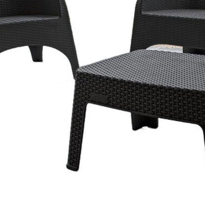 Four Piece Espresso Plastic Outdoor Patio Set With Table