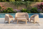 Four Piece Taupe Plastic Outdoor Patio Set With Table