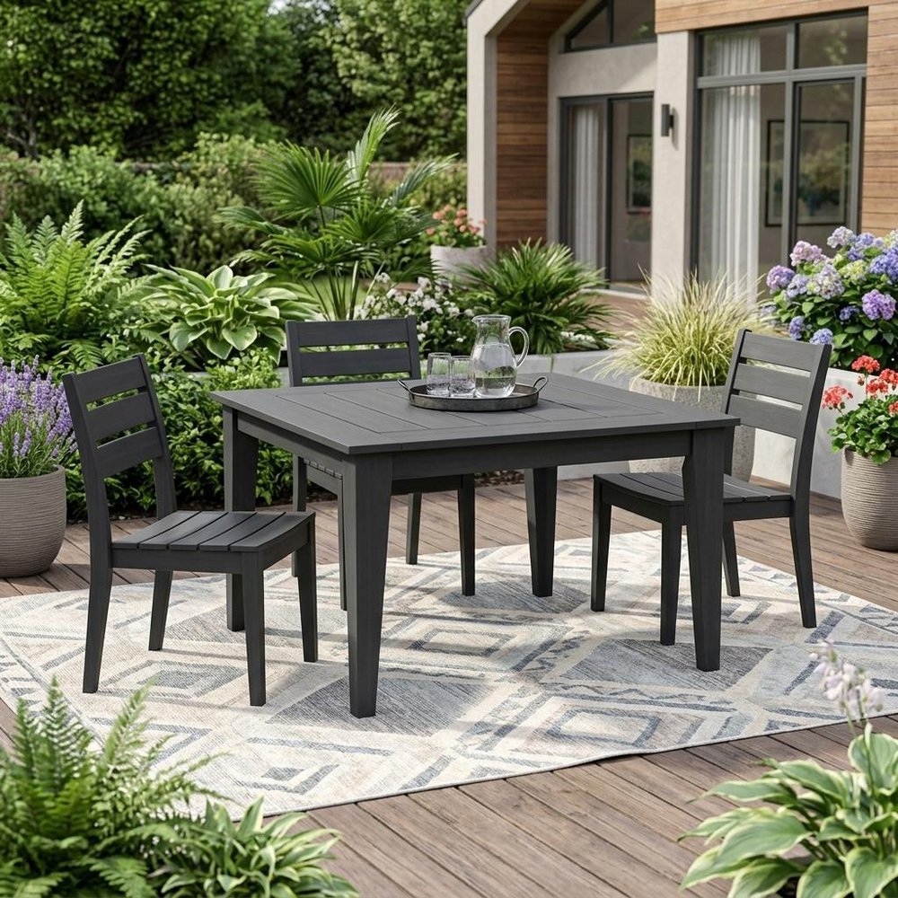 39" Black Heavy Duty Plastic Square Outdoor Dining Table