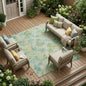 9' X 12' Yellow And Gold Floral Washable Indoor Outdoor Area Rug