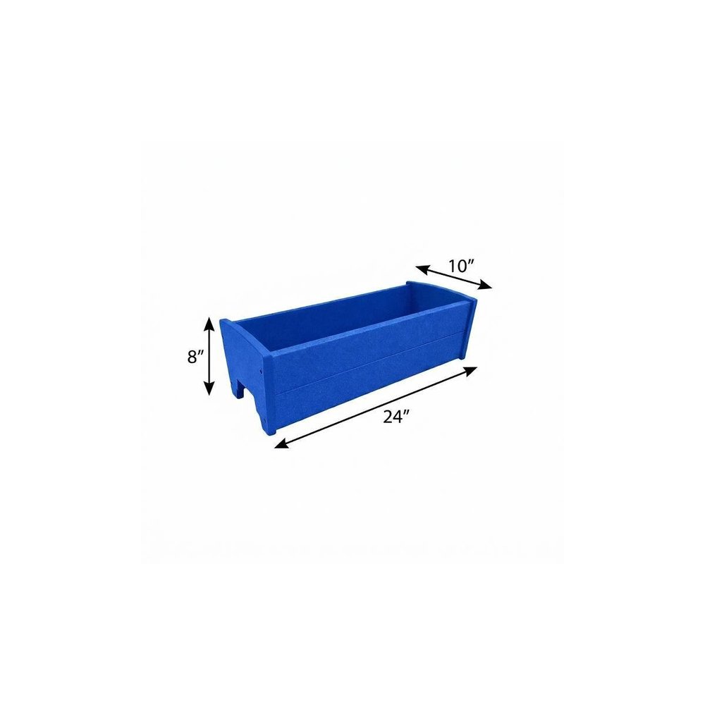 8" X 24" Black Heavy Duty Plastic Rectangular Railing Planter