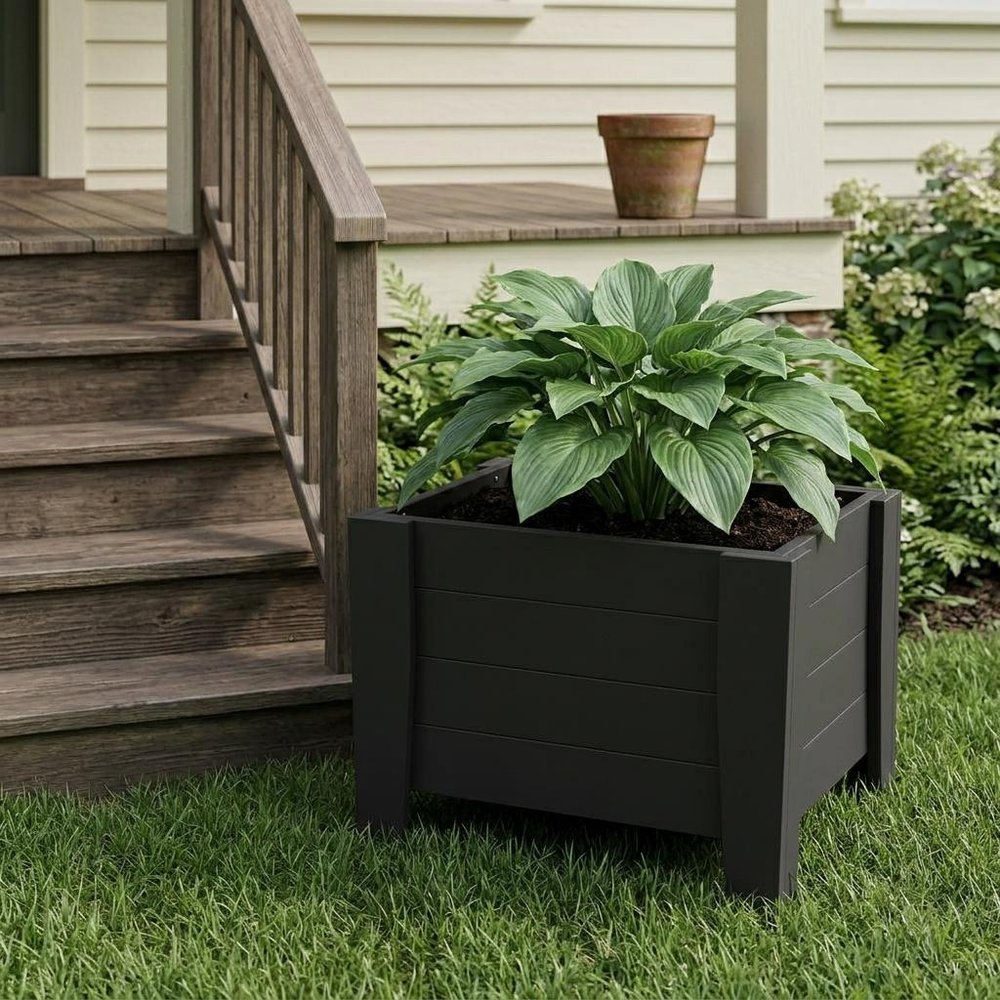 20" X 18" Black Heavy Duty Plastic Square Planter Box