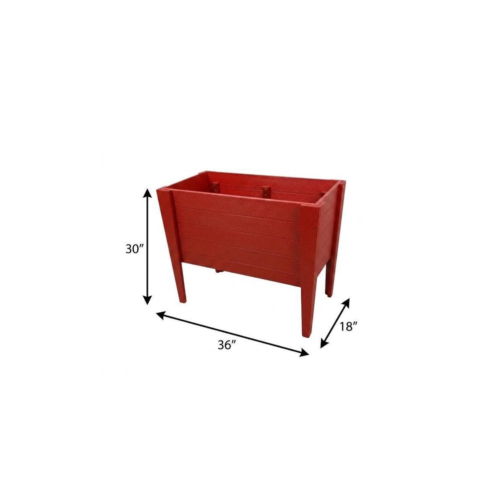30" X 36" Red Heavy Duty Plastic Rectangular Raised Garden Bed
