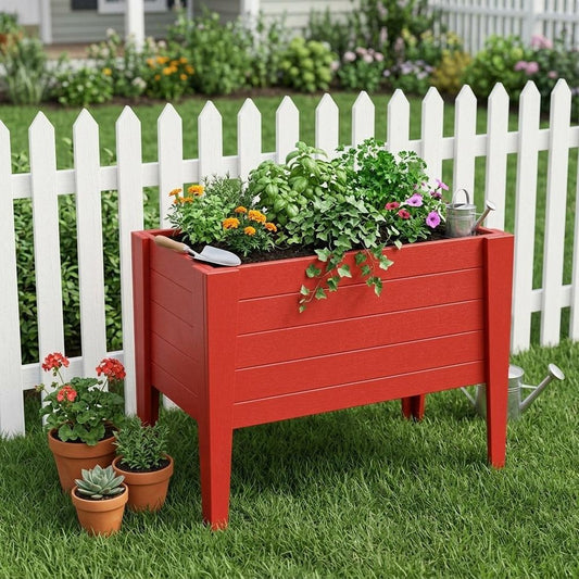 30" X 36" Red Heavy Duty Plastic Rectangular Raised Garden Bed