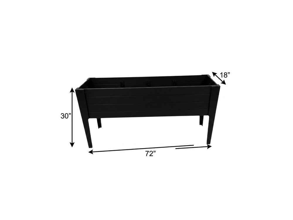 30" X 72" Black Heavy Duty Plastic Rectangular Raised Garden Bed
