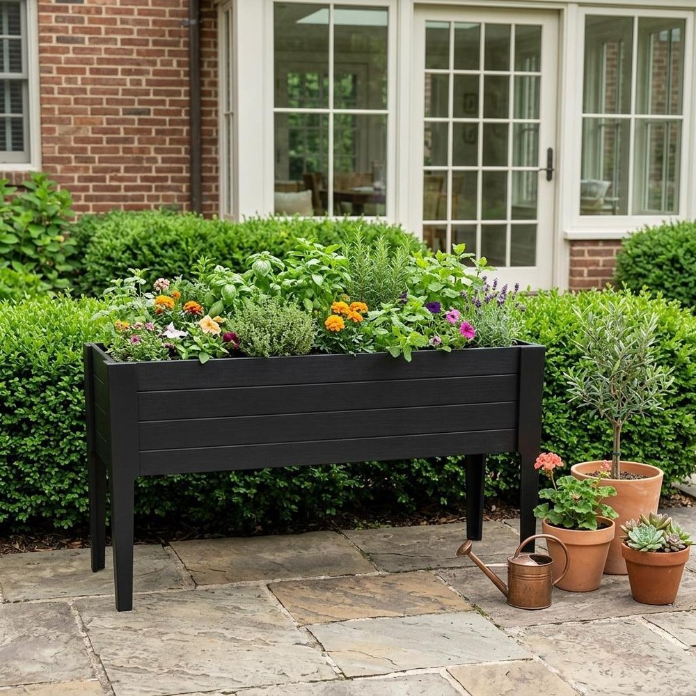 30" X 72" Black Heavy Duty Plastic Rectangular Raised Garden Bed