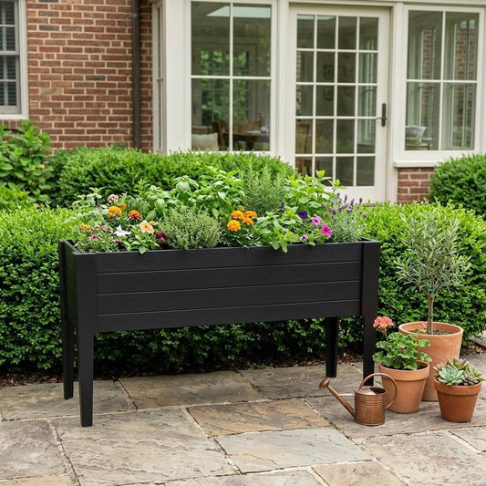 30" X 72" Black Heavy Duty Plastic Rectangular Raised Garden Bed
