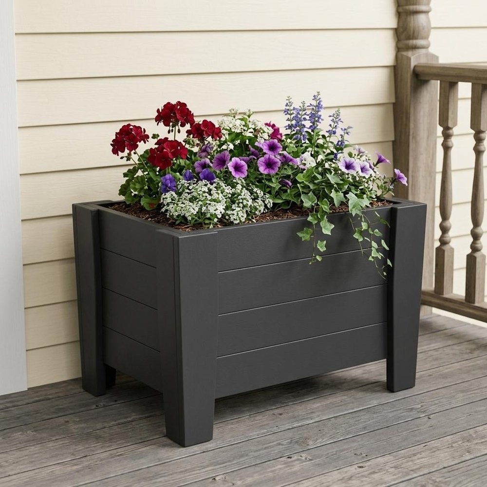 20" X 24" Black Heavy Duty Plastic Square Planter Box